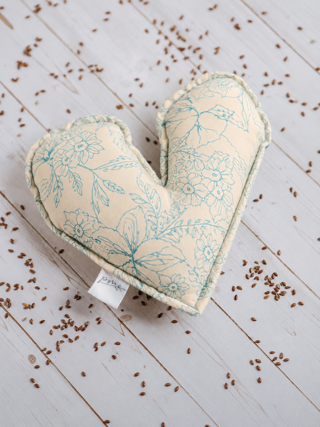 Periwinkle Cove Heart of Hope weighted comfort heart with blue floral print