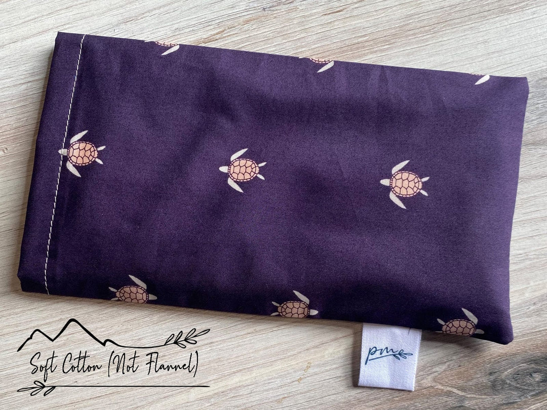 Parker Mountain Comfort Wraps  Purple Turtles / Unscented Eye Pillow | over your eyes or spot treatment anywhere on your body